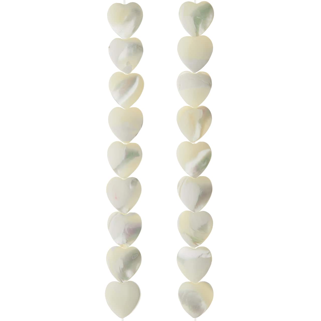 Perles en formes de cœurs en coquillage naturel blanc de Bead Landing, 10 mm